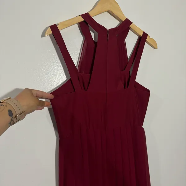 BCBGeneration Burgundy Pleated Maxi Dress Size 6‎ Old Money Goddess Romantic - Image 6