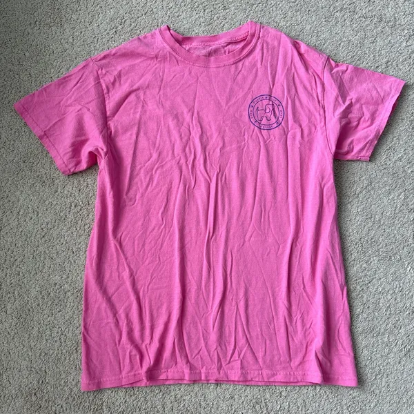 Pink Short Sleeve Tee with Playful Puppie Love Graphic - Image 3