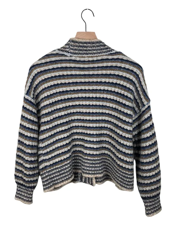 Madewell Waller Stripe Crop Cardigan Sweater Size XS Chunky Wool Blend Knit - Image 3