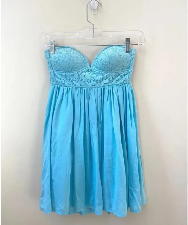 Sabo Skirt Blue Strapless Lace Summer Dress - Image 2