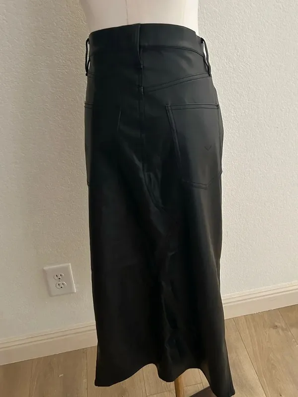 Hudson Faux Leather Midi Skirt, Black, Size 6/28 Rent the Runway - Image 5