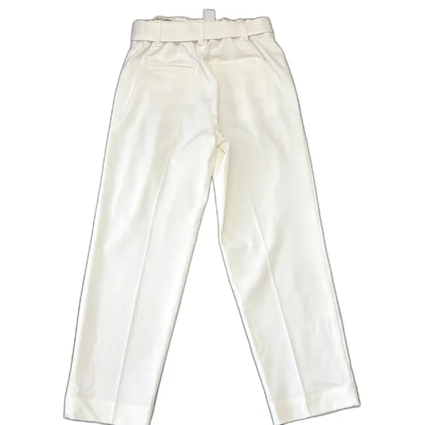 NWT Loft Outlet Paperbag Pants White Tapered Leg Belted Office‎ Size Medium - Image 4