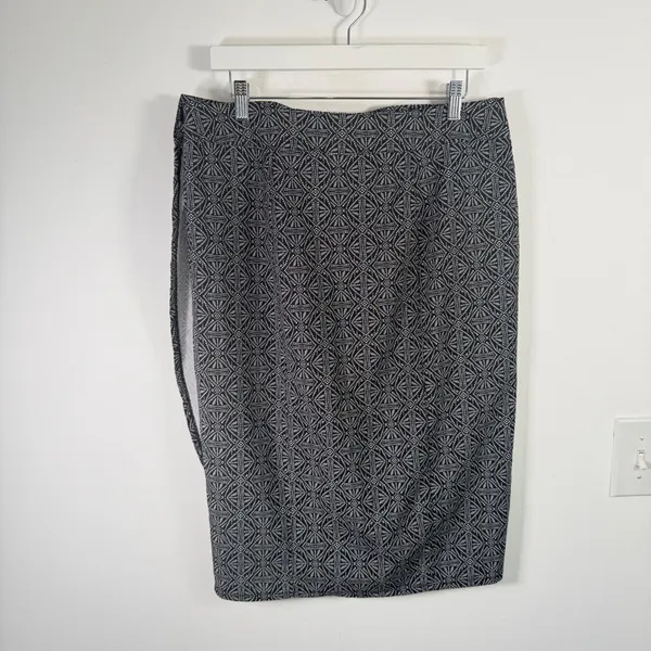 RipSkirt‎ Hawaii Beach Swimsuit Cover Up Midi Skirt Black Geometric Womens Large - Image 5