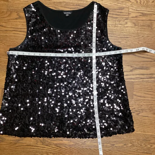 George Sequin Y2K tank blouse Black Size Extra Large - Image 6