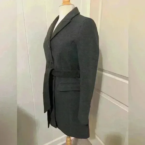 Vintage H&M Trench Coat Gray Size 6 Excellent Used Condition - Image 3