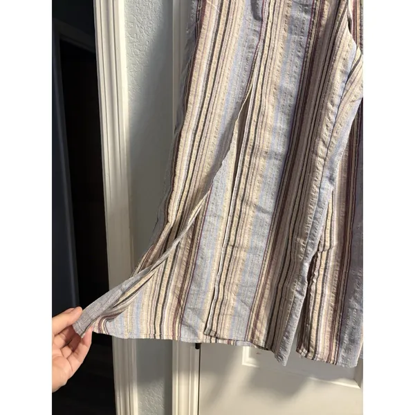 Hem & Thread Wide Leg Pants Women Large Blue Striped Cotton Gauze Boho 6944 - Image 2