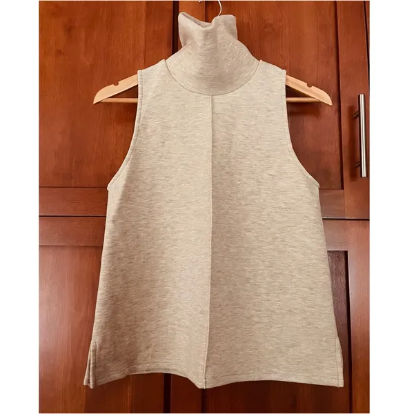 OGL Turtleneck Split Hem Top Sleeveless FuzzLuxe Heather Morganite Size Small - Image 2