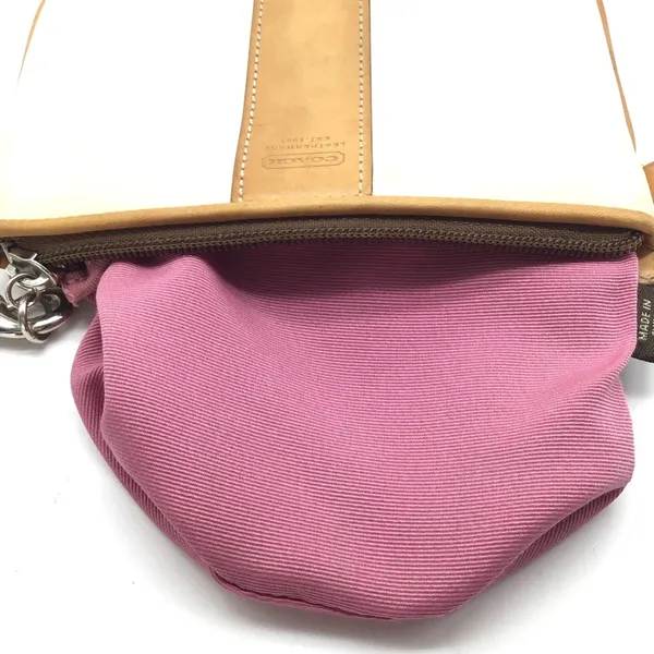 COACH white canvas w/brown trim wristlet - Image 9
