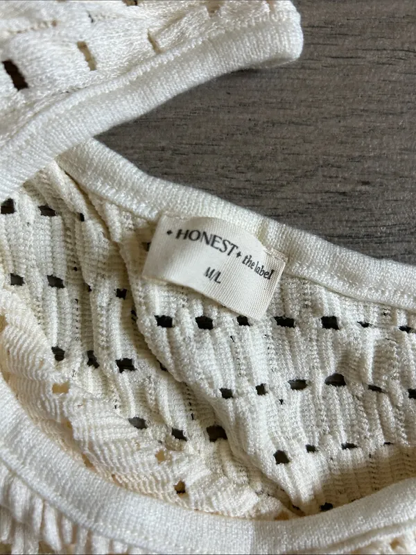 Asymmetric One-Shoulder Knit Dress in Cream - Image 2
