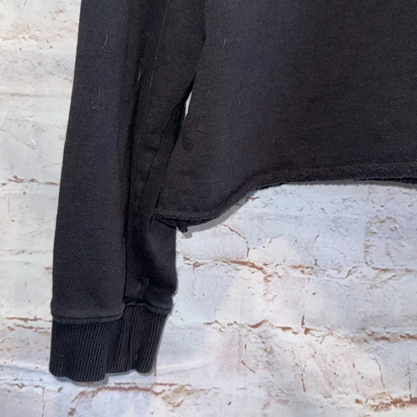 Topshop Sweater Womens 8 10 Black Crewneck Pullover Cropped Sweatshirt Athletic - Image 2