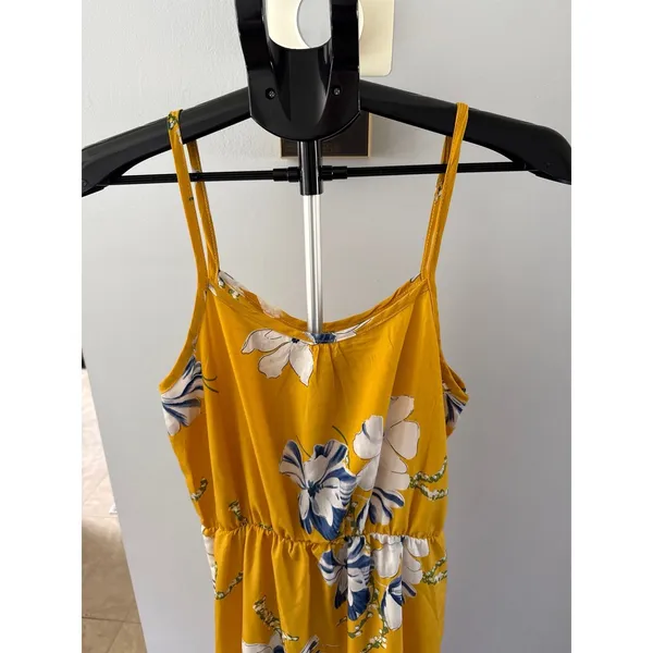 Women's Yellow floral midi spaghetti strap dress size Medium‎ - Image 5
