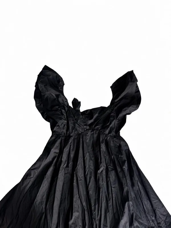 Sewn + Seen Black Poplin Puff Sleeve Mini Dress – Size S - Image 4