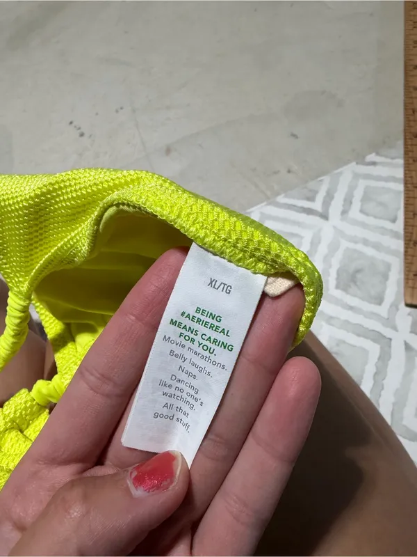 Aerie Neon Yellow Ruched Triangle Bikini Top XL - Image 4