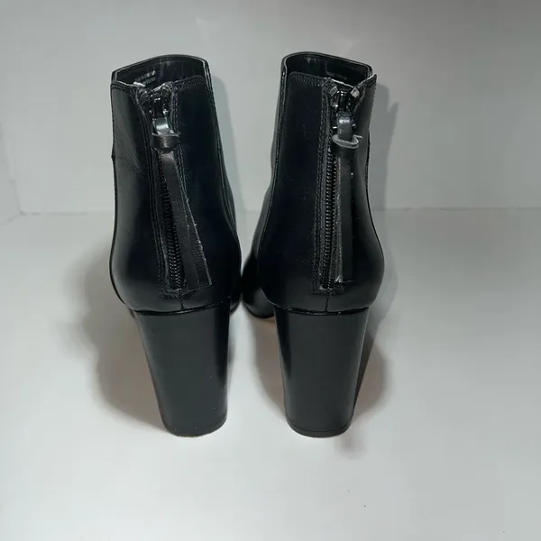 Aldo Dominica Black Leather Block Heel Ankle Booties with Tassel Zipper Size 8 - Image 6