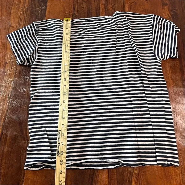 J.Crew Womens Navy White Striped 100% Linen Short Sleeve T-Shirt Size L RN77388 - Image 6