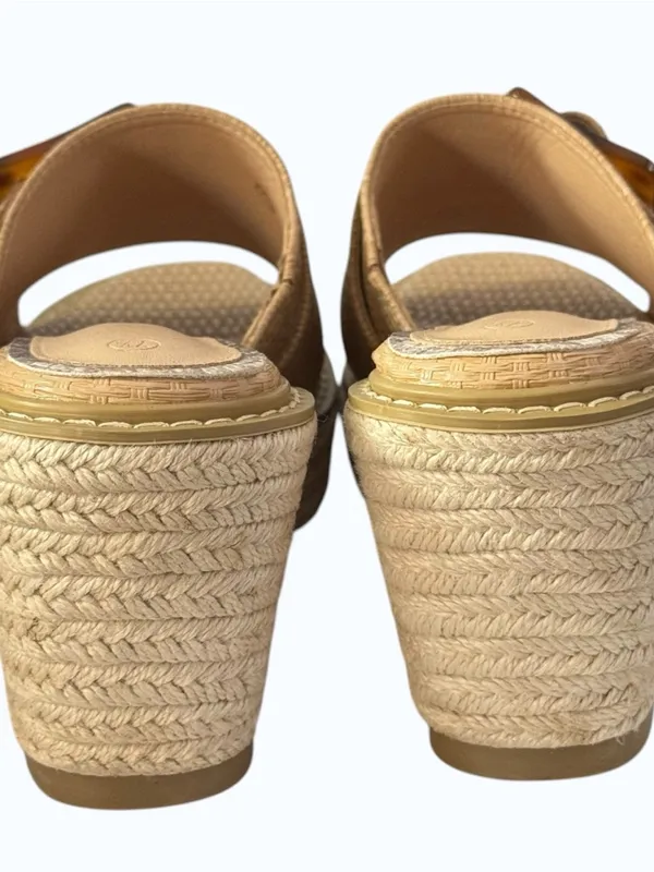 Chunky Wedge Raffia Espadrille Platform Slide Sandals With Tortoiseshell Buckle - Image 8