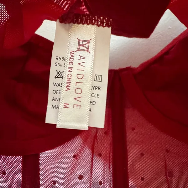 NWT Avidlove Medium Bra Corset Red With Rhinestones‎ - Image 4