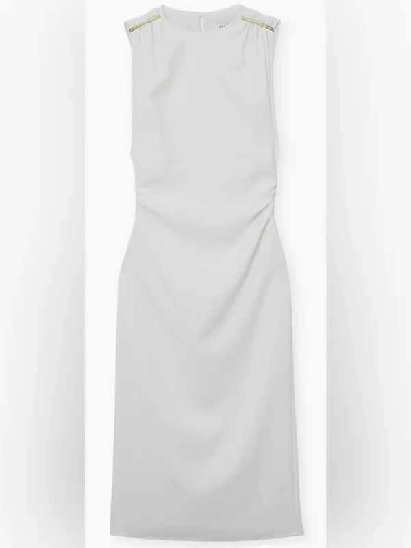 NEW Reiss Bronte Ruched Sleeveless ivory Midi Dress sz 4 - Image 3
