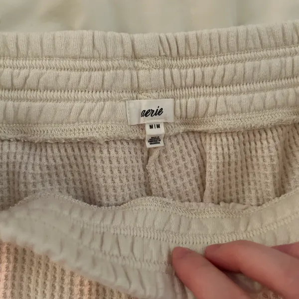 cream waffle knit shorts - Image 2