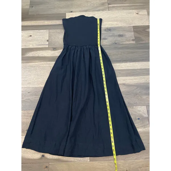 Sincerely Jules Medium Strapless Maxi Dress Black Ribbed Top Chambray Skirt - Image 6
