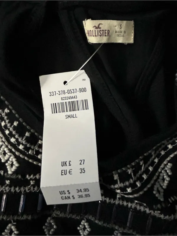 Hollister Women’s Black Embroidered High-Neck Racerback Tank Top SM NWT - Image 10
