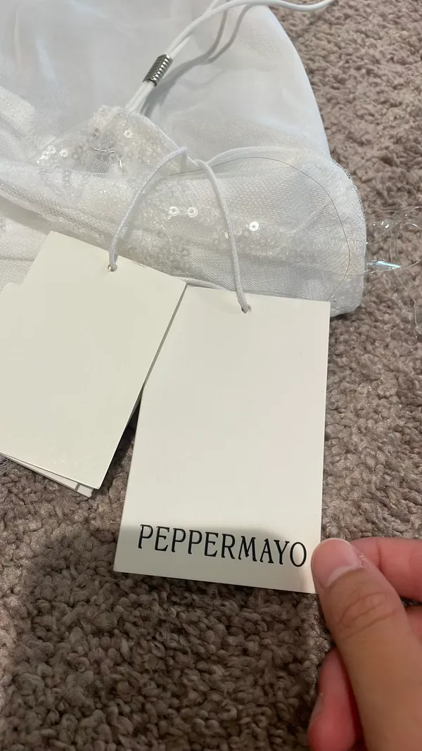 Peppermayo White Beaded Halter Mini Dress - Image 3