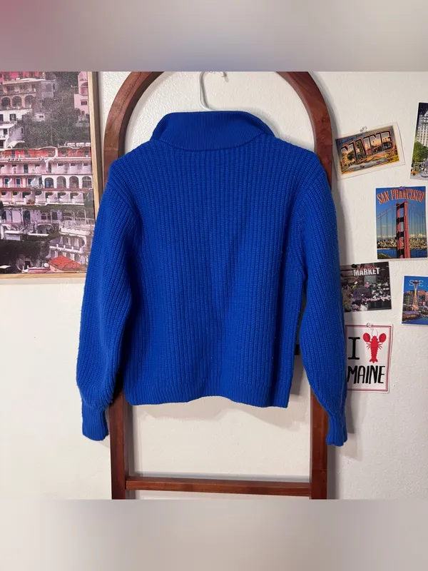 Sezane Kyam Jumper Sweater Cobalt Blue Size Small Wool Pullover Bright Blue - Image 4