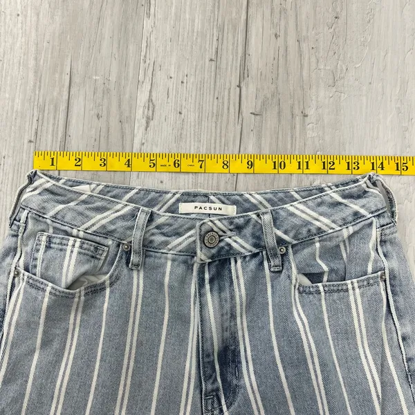 PacSun Blue White Stripe High Rise Slim Fit Cotton Mom Jeans 27 - Image 8