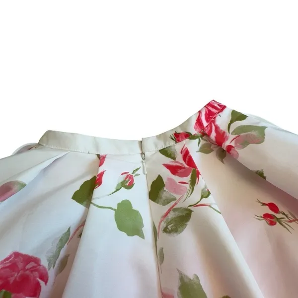 Sherri Hill 50563 Pink Rose Floral Fit Flare Skirt White Designer Size 0 Bridal - Image 13
