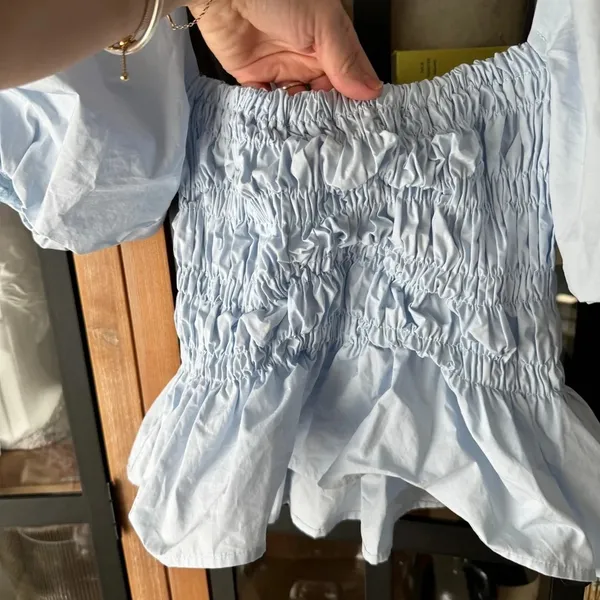 ASTR The Label Savina Square Neck Bubble Sleeves Smocked Blouse Top puff light - Image 3