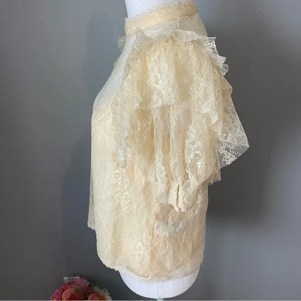 Free People Secret Admirer Lace Blouse in the color Eggnog - Image 4