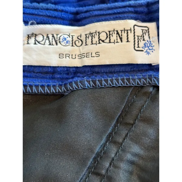 Francis Ferent Brussels Vintage Blue Corduroy Pleated Tapered Pants Sz small - Image 2