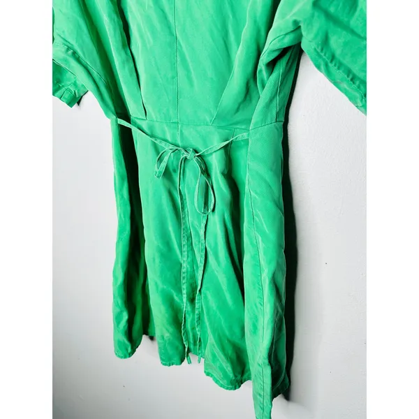 THAKOON COLLECTIVE Green Twill Short Sleeve Shirt Button Front Mini Dress Size 6 - Image 12