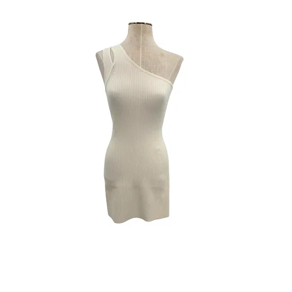 Lululemon Ribbed Asymmetrical One Shoulder Knit Mini Dress Ivory Size‎ XXS - Image 3