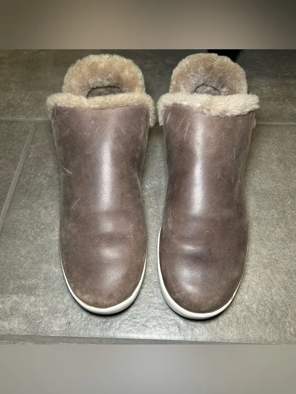 Olukai Malua Hulu Brown Leather Fur Lined Slip On Boots Women’s Shoe Size 8.5 - Image 4