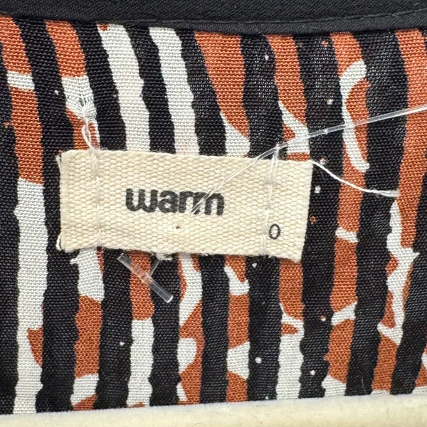 Warm NY Mixed Print Silk Viscose Midi Dress Brown Floral Stripe Size 0 Boho Fall - Image 7