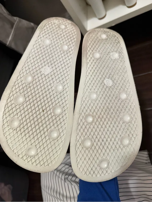 Adidas® Adilette slides pink - Green Floral & White Stripes 7 - Image 4