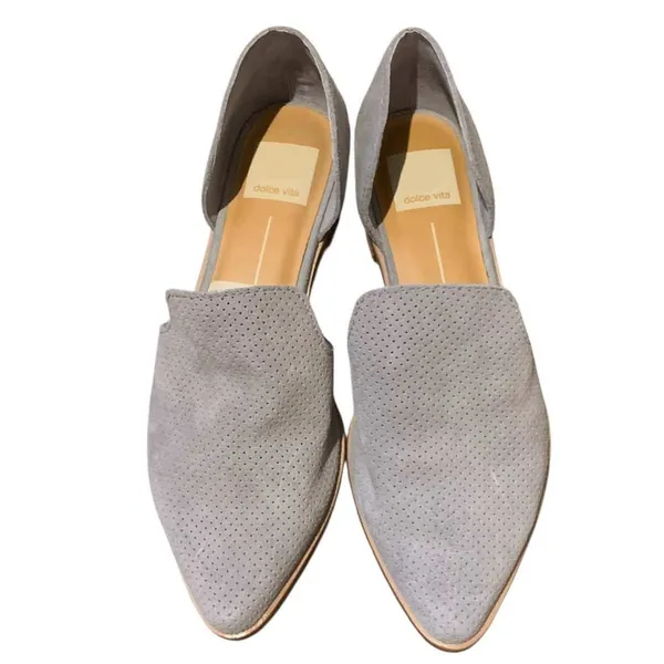 Dolce Vita Kelsa Flats Womens 6M Grey Perforated Suede D'Orsay Pointed Toe‎ Boho - Image 4