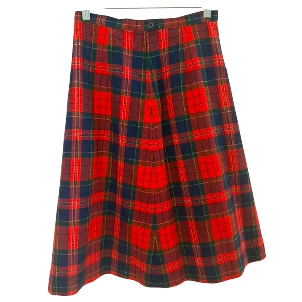 Vintage 70's Pendleton Tartan Plaid Virgin Wool Skirt Classic Heritage sz 4 Midi - Image 2