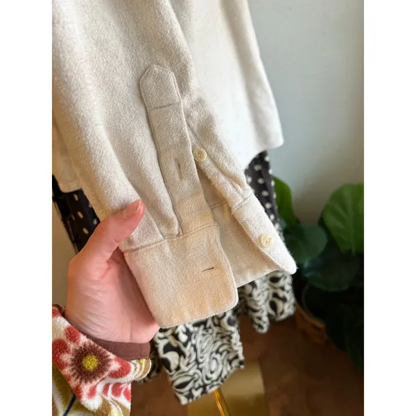 Madewell Cream Cotton Button Side Oversized Shirt Size Medium - Image 4
