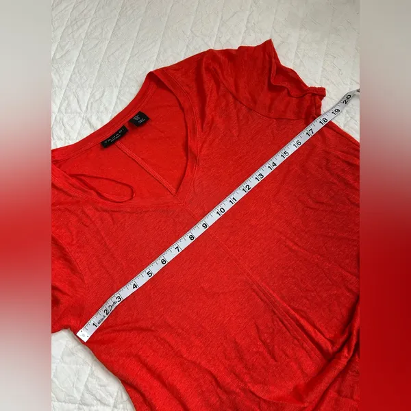 Tahari Bright Red Short Sleeve Top 100%Linen - Image 4