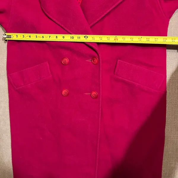 Vintage Wool Fuschia‎ Double Breasted Overcoat Made in USA Pink Heavy - Image 3