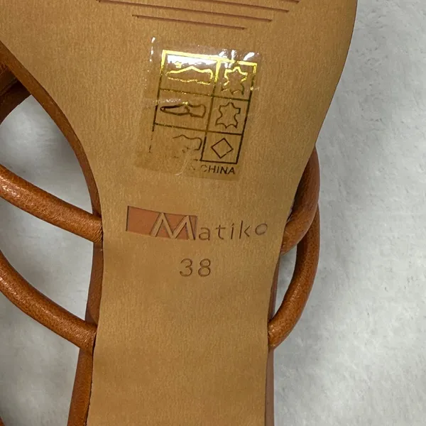 Matiko Arlo Heeled Mules Strappy Square Toe Cognac‎ Brown Heels Size 38 - Image 10