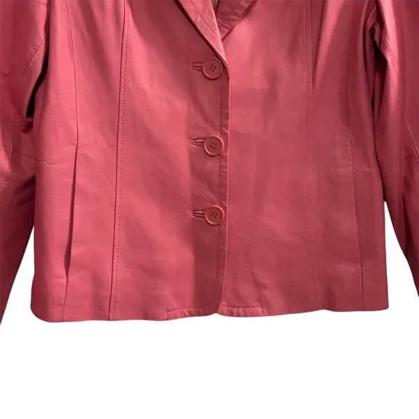 Dialogue Women's Pink Leather Jacket Size M‎ - Image 3