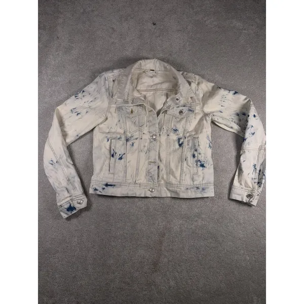 Free People Rumor Denim Jacket Tie Dye Blue Size Med For Women - Image 2