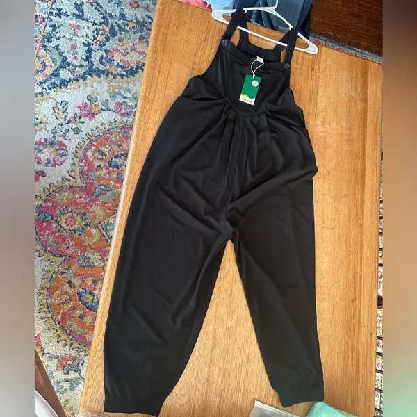 HALARA NWT Pockets Waffle Casual Jogger Overalls black sz Large - Image 10