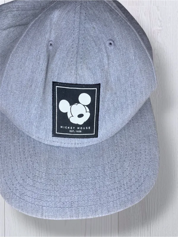DISNEY Unsiex Mickey Mouse Baseball Cap - Light Wash Blue Denim Canvas Hat - Image 3