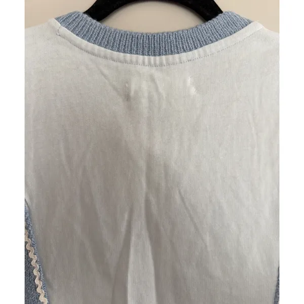 Anthropologie Embroidered Sweater Vest Blue Women's Size Small‎ - Image 4