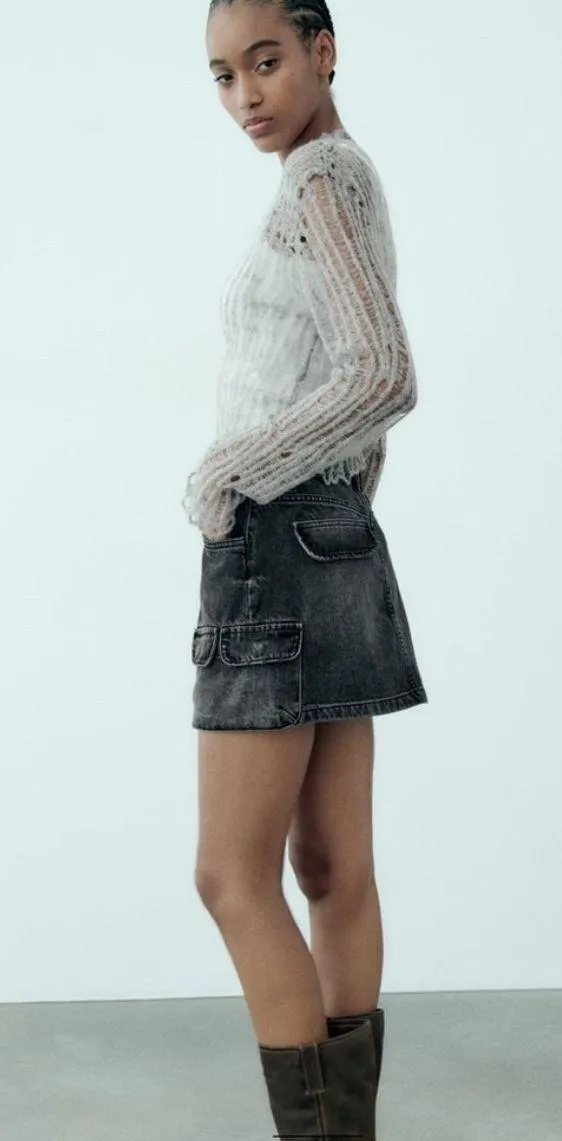 ZARA Denim Cargo Skirt TRF - Image 4
