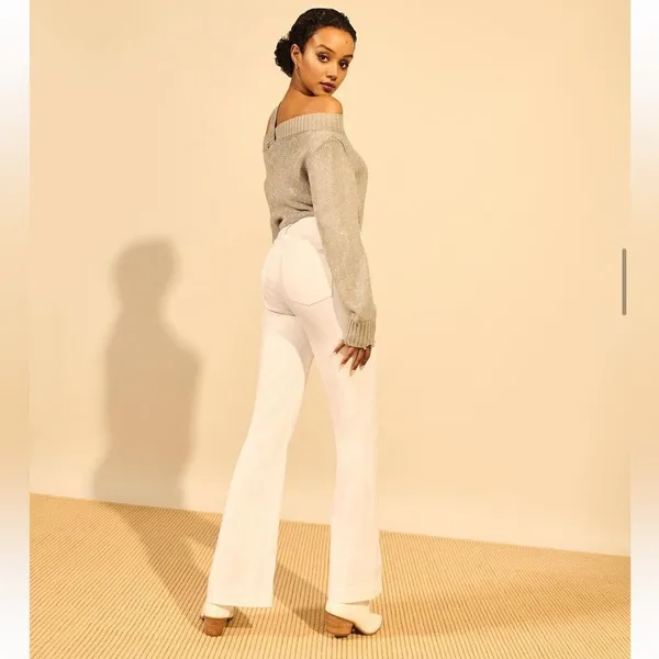 Jen7 by 7 For All Mankind Belted Wide Leg Trouser Pants Size 18 Off White NWT - Image 3